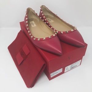 Valentino Calfskin Studded Flat